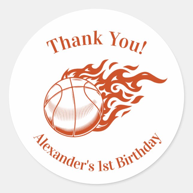 Basketball themed thank you stickers (Devant)