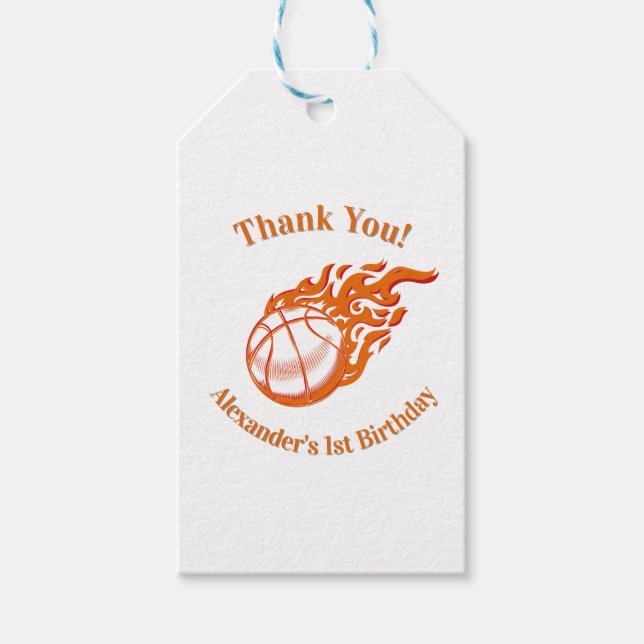 Basketball-Themen Danke 3 Geschenkanhänger (Vorderseite)