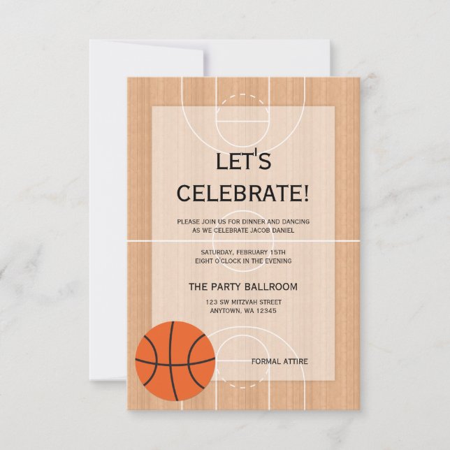 Basketball ThemenBar Mitzvah Empfang Einladung (Vorderseite)