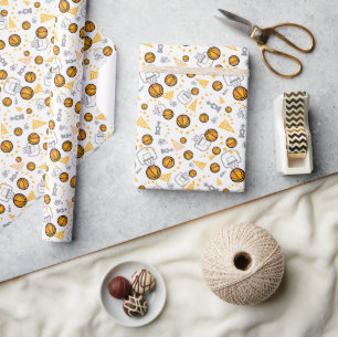 Basketball Themendesign Gold & Lila Geschenkpapier