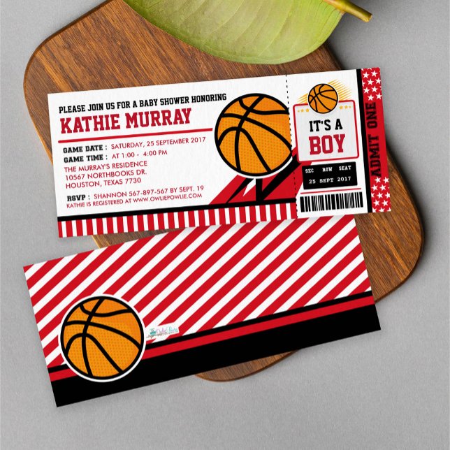 Basketball Ticket Pass Kinderdusche Einladung (Von Creator hochgeladen)