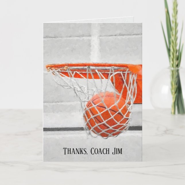 Basketball-Trainer Vielen Dank für Ihren Eindruck Dankeskarte (Vorderseite)
