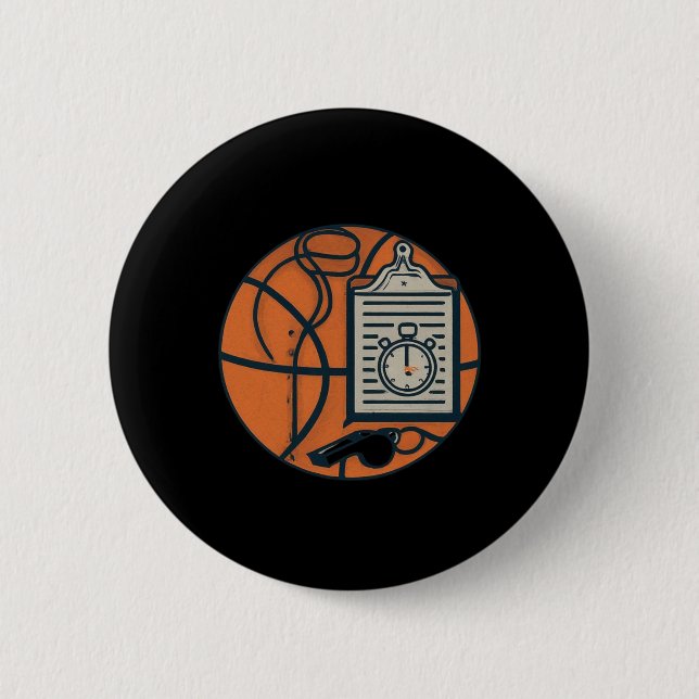 Basketball-Trainerpfeife Zwischenablage Stoppuhr Button (Vorderseite)