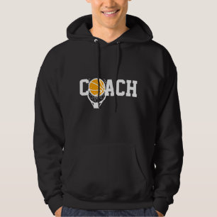 Basketball-Trainerskorb & Ball Typografy Sports Hoodie