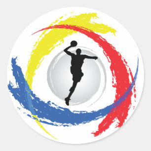 Basketball Tricolor Emblem Runder Aufkleber