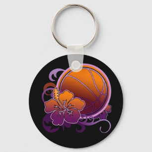 Basketball-tropische Blumen-lila Schlüsselanhäng Schlüsselanhänger