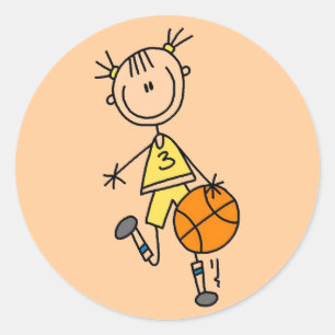 Basketball-Tshirts und Geschenke für Mädchen Runder Aufkleber