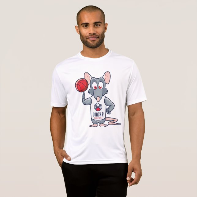 Basketball-Turnhallen-Ratte des Zug-P - Weiß T-Shirt (Vorne ganz)