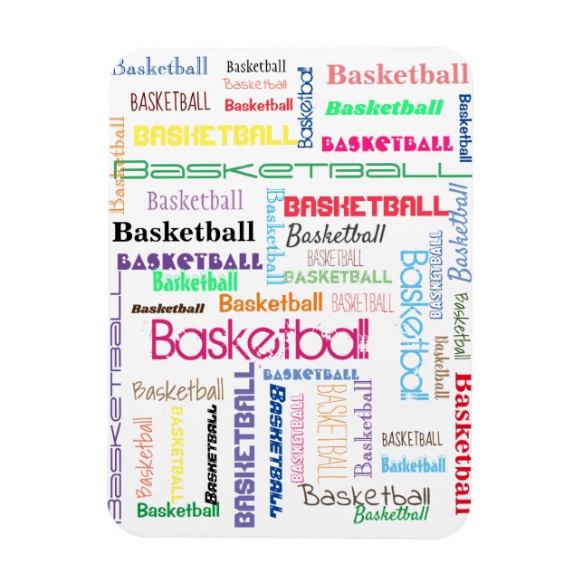Basketball Typografie Flexible Foto Magnet (Vertikal)