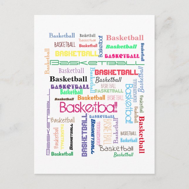 Basketball-Typografie Postkarte (Vorderseite)