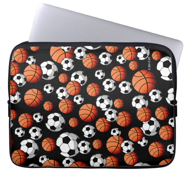 Basketball u. Fußball Laptopschutzhülle (Vorderseite)