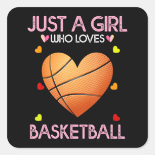 Basketball über Frauen Geschenk nur ein Mädchen, d Quadratischer Aufkleber