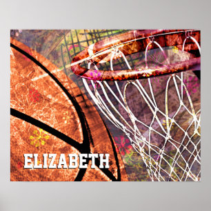 Basketball und Basketball-Hoop-Basketball lila Poster