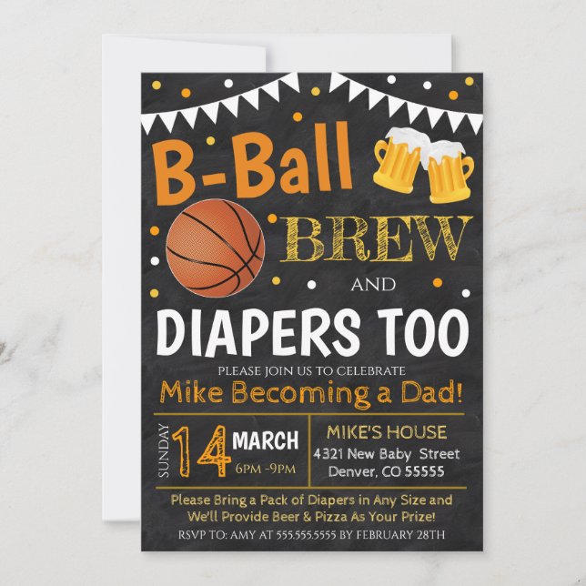 Basketball und Bier-Baby-Dusche laden ein Einladung (Vorderseite)