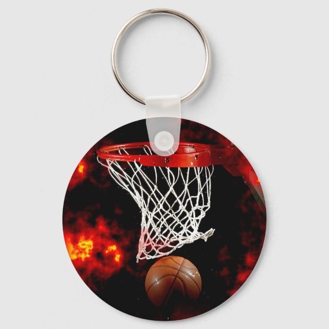 Basketball und Flammen Schlüsselanhänger (Vorderseite)