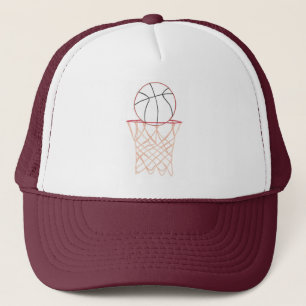 Basketball und Kontur im Netz Zeichnend Sporthasen Truckerkappe