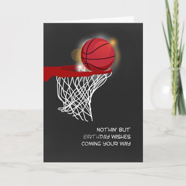 Basketball und Netz, Geburtstag Karte (Vorderseite)