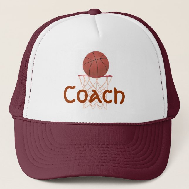Basketball und Netz, mit Trainer trägt Hüte zur Truckerkappe (Vorderseite)