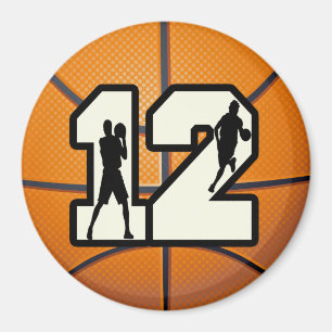 Basketball und Spieler der Nr.-12 Magnet