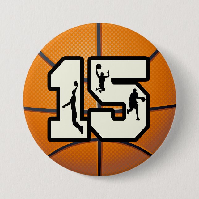 Basketball und Spieler der Nr.-15 Button (Vorderseite)