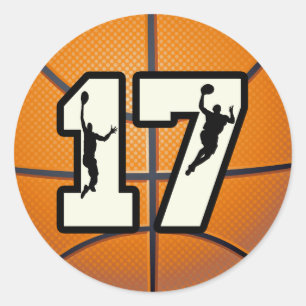 Basketball und Spieler der Nr.-17 Runder Aufkleber