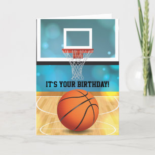 Basketball- und Spielfeld-Design-Geburtstagskarte Karte