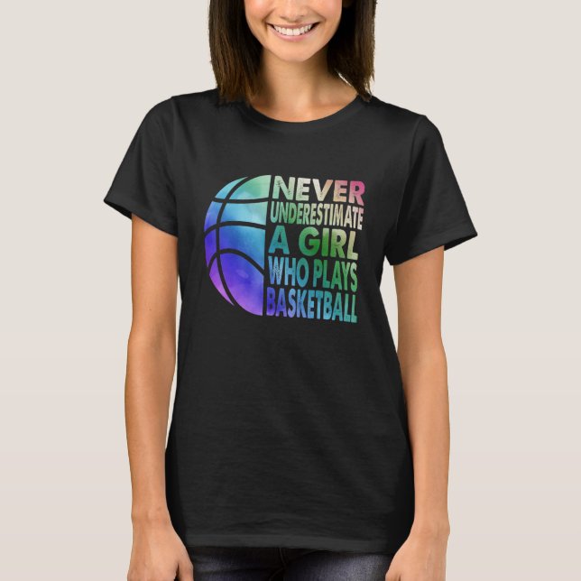 Basketball unterschätzt nie ein Mädchen, das Ba sp T-Shirt (Vorderseite)