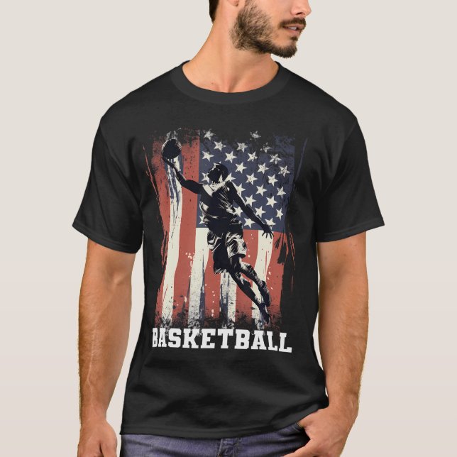 Basketball unterstützt das Team Flag USA Hoops Tra T-Shirt (Vorderseite)