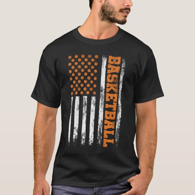 Basketball USA Flag Distressed T-Shirt (Vorderseite)