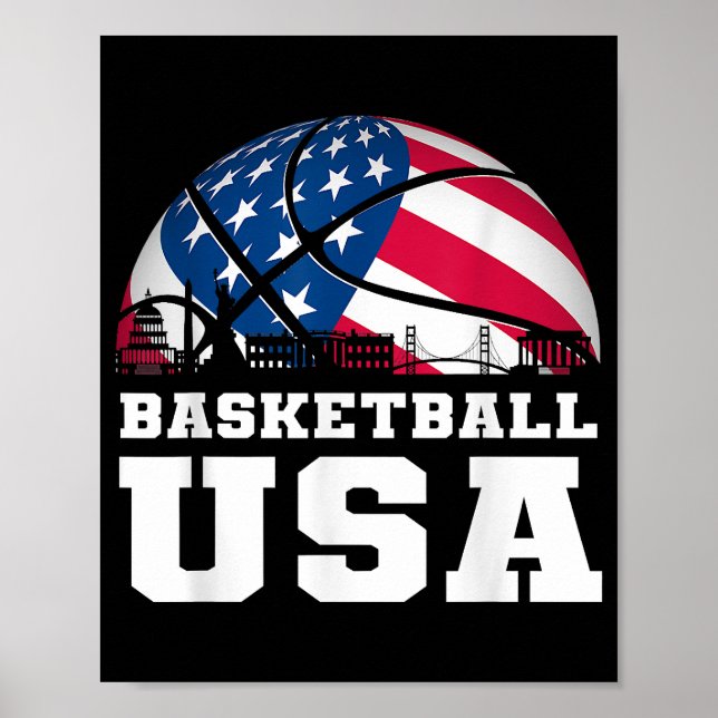 Basketball USA Support Team Tshirt USA Flag Dr. Poster (Vorne)