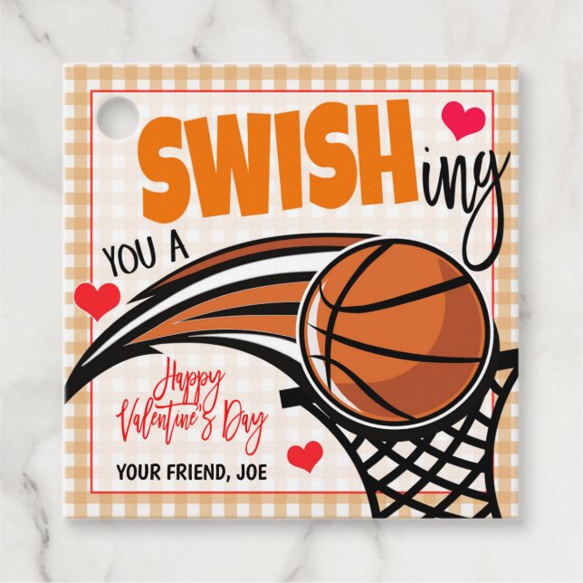 Basketball Valentine Tag Geschenkanhänger (Vorderseite)