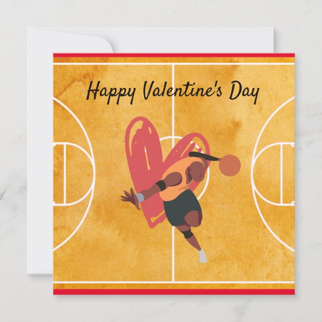 Basketball Valentinstag Basketball mit Liebe Feiertagskarte (Vorderseite)