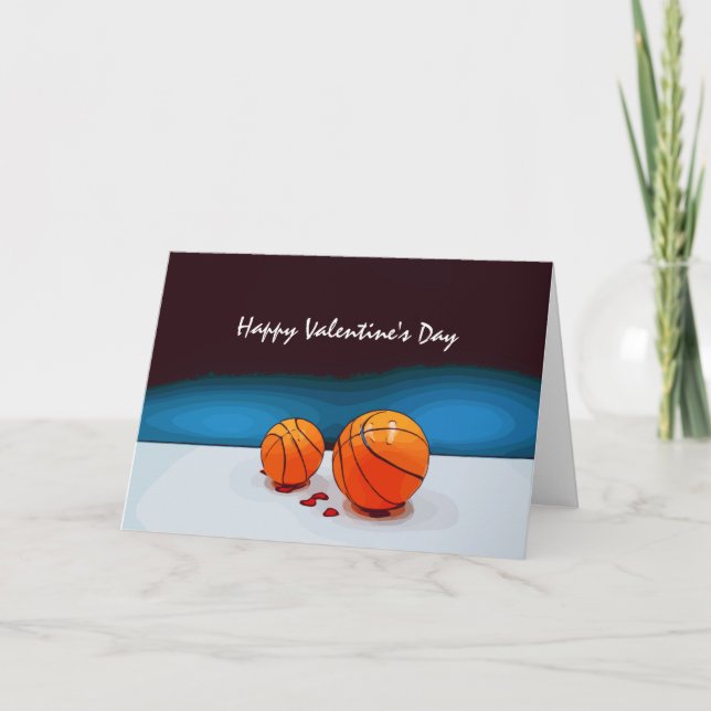 Basketball Valentinstag Basketball mit Liebe Karte (Vorderseite)
