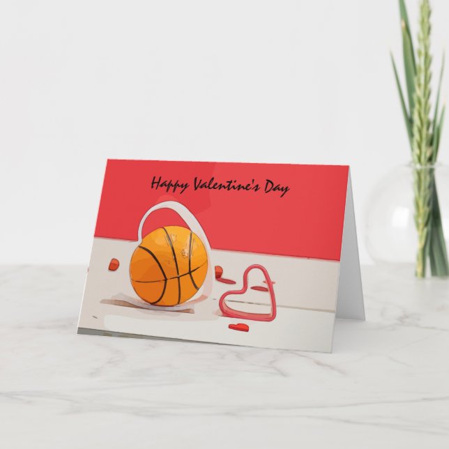 Basketball Valentinstag Basketball mit Liebe Karte (Vorderseite)
