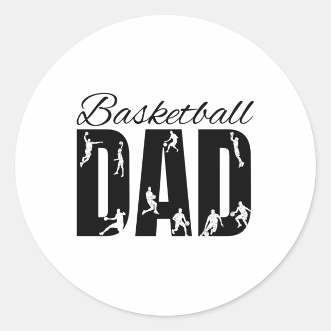 Basketball-Vater Runder Aufkleber (Vorderseite)