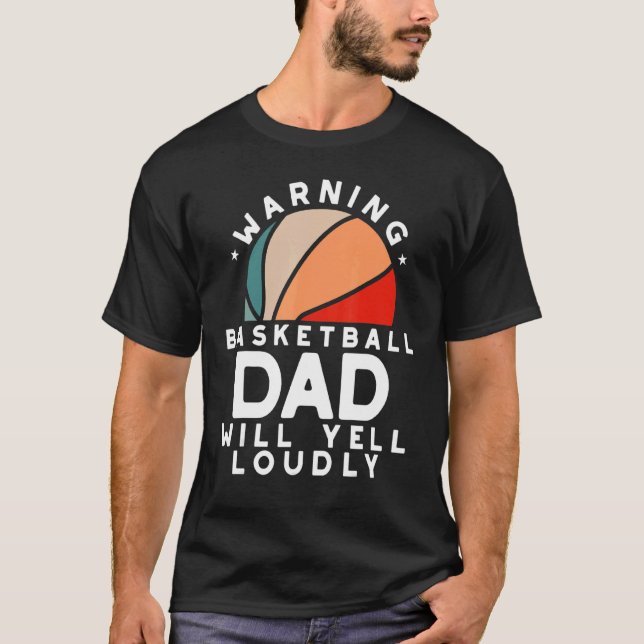 Basketball Vater Warnung Schutz Vatersport L T-Shirt (Vorderseite)