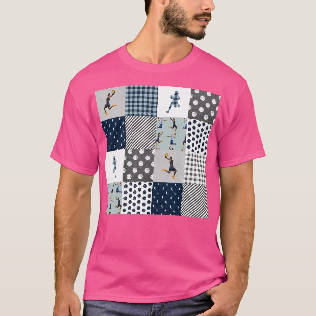 Basketball Vintag Patchwork T-Shirt (Vorderseite)