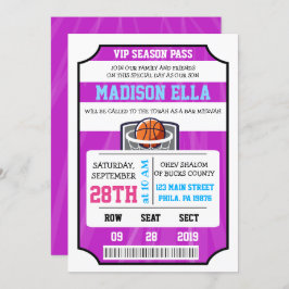 BASKETBALL VIP TICKET Bar Bat Mitzvah Einladung