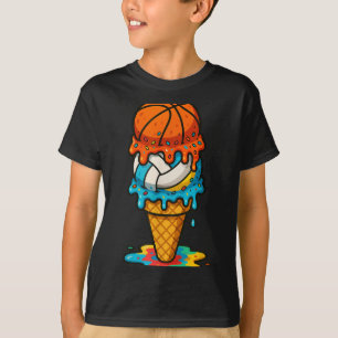 Basketball Volleyball Eiscreme Tropfen farbenfroh  T-Shirt