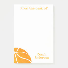 Basketball vom Schreibtisch des Trainers Post-it Klebezettel