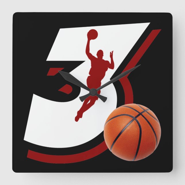 Basketball-Wall-Uhr Quadratische Wanduhr (Vorderseite)
