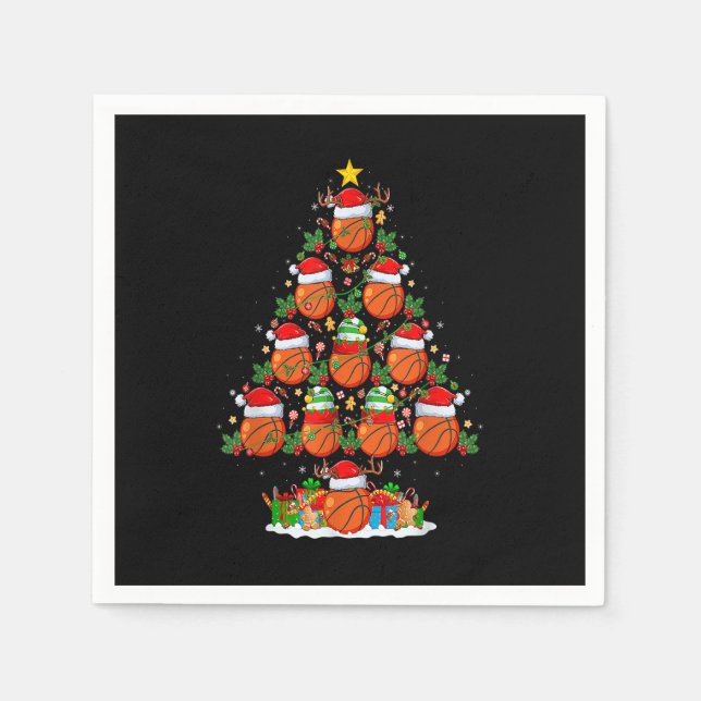 Basketball Weihnachten Bäume Lichter Sonnenschein  Serviette (Vorderseite)