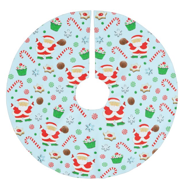 Basketball Weihnachten Pinsel Polyester Tree Skirt Polyester Weihnachtsbaumdecke (Vorderseite)