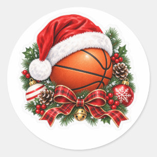 Basketball Weihnachten Runder Aufkleber