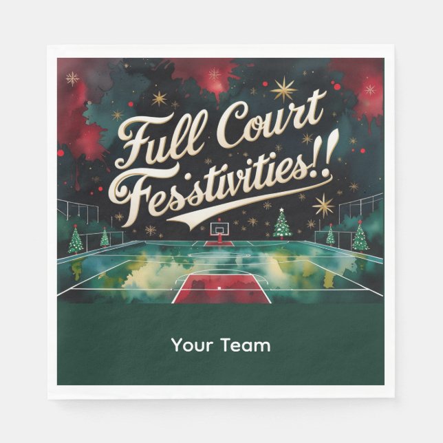 Basketball Weihnachten Thema mit Name Serviette (Vorderseite)