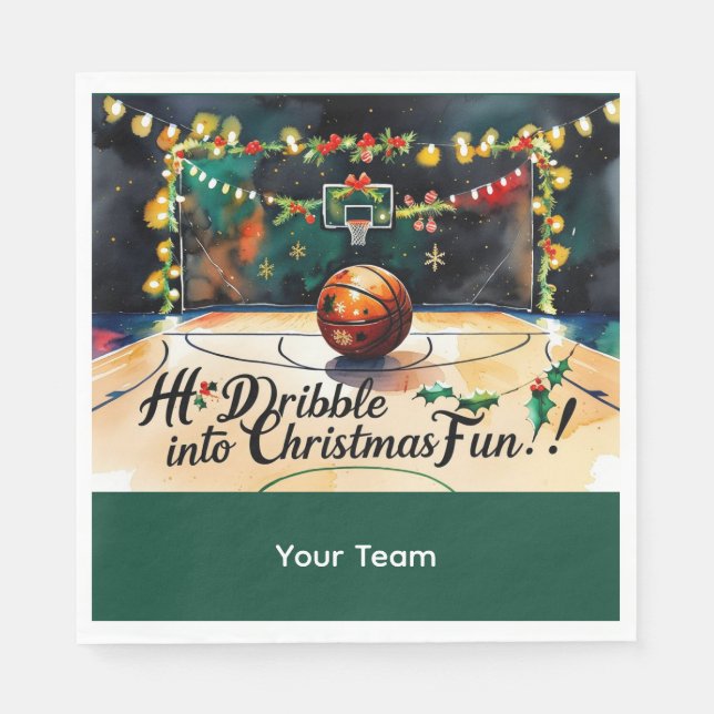 Basketball Weihnachten Thema mit Name Serviette (Vorderseite)
