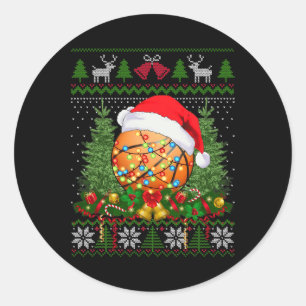 Basketball Weihnachten Ugly Familiengeschenke Spor Runder Aufkleber