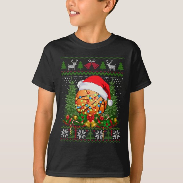 Basketball Weihnachten Ugly Familiengeschenke Spor T-Shirt (Vorderseite)