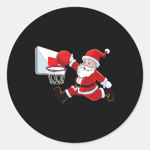 Basketball Weihnachten Weihnachtsmann Slam Dunk Me Runder Aufkleber