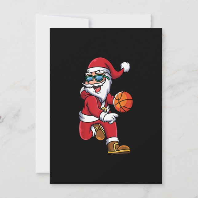 Basketball Weihnachts-Dunk Cool Sport X-Mas P Einladung (Vorderseite)